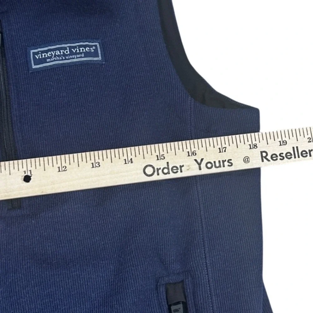 Vineyard Vines Mens Mountain Sweater Fleece Vest Nautical Navy‎ Full Zip Blue XS